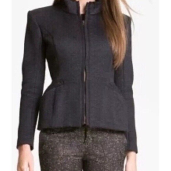 Theyskens' Theory Black Alpaca Wool Zip Jacket blazer Size 0 / 34 - Picture 1 of 5